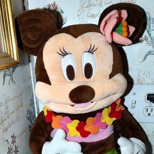 Disney Store 24" HULA MINNIE MOUSE Hawaii Hawaiian Large Plush Stuffed Animal